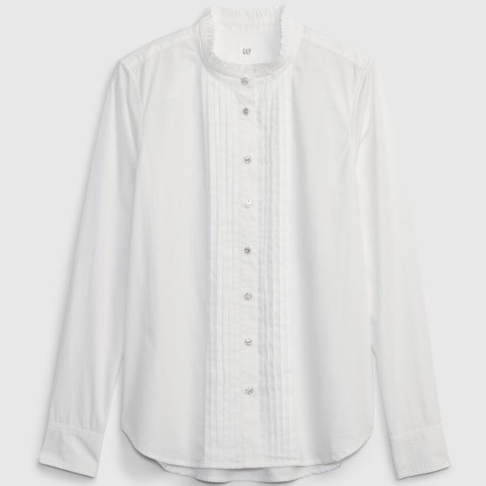 Cotton Jewel Pintuck Shirt